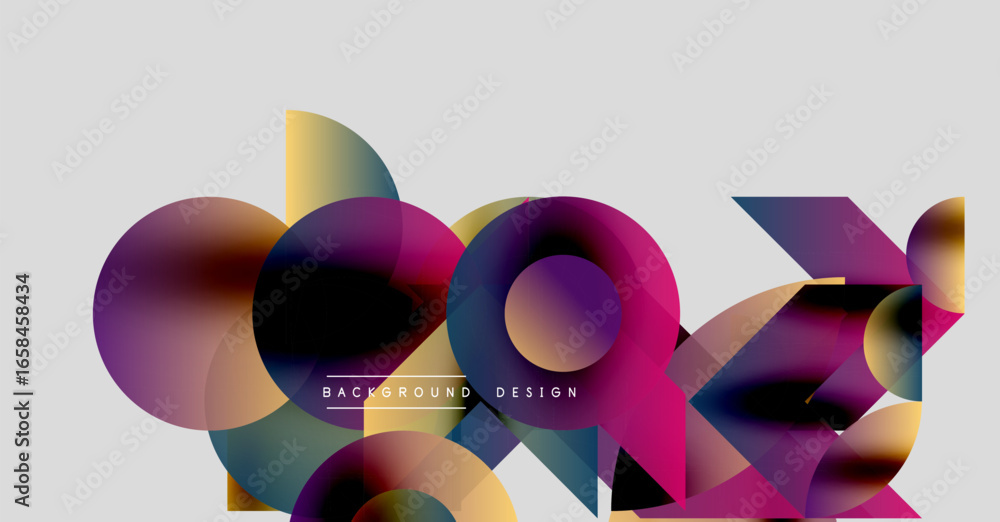 Poster abstract colorful shapes overlap, creating dynamic visual composition. modern design elements sugges