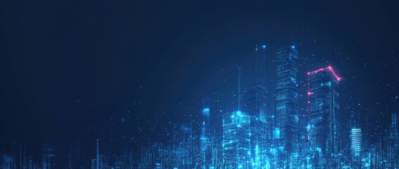 Abstract blue background with a glowing global network, digital connections, and technology concept.