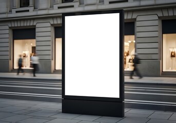 Blank Vertical Street Billboard Mockup - Modern City Setting