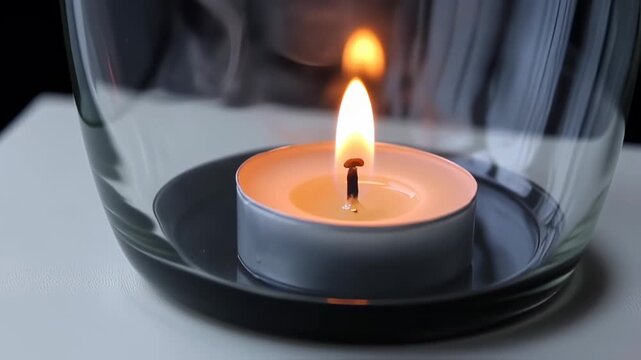 Gentle Candle Flames Flicker in Glass Holders Creating Warm and Serene Atmosphere