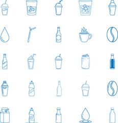 Beverage Icon Bundle, Line Art Icon Pack