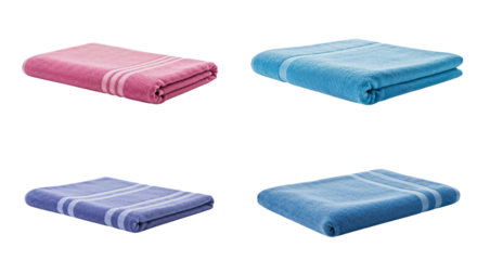 Colorful folded towels in soft cotton texture with stripes  