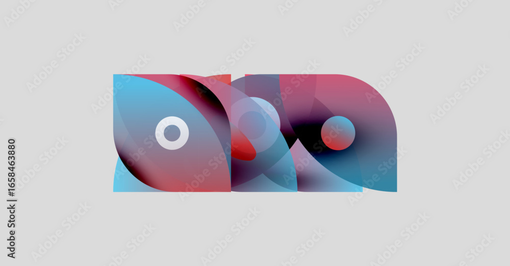 Aufkleber abstract design features overlapping colorful shapes, circles, gradients. modern aesthetic, vibrant 