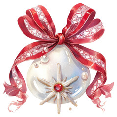 Fototapeta premium PNG Pearl with shell illustration christmas ribbon.