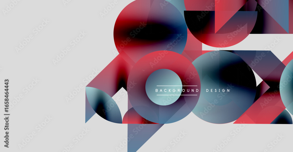 Poster abstract geometric shapes overlap, creating vibrant color gradients. modern design elements suggest 