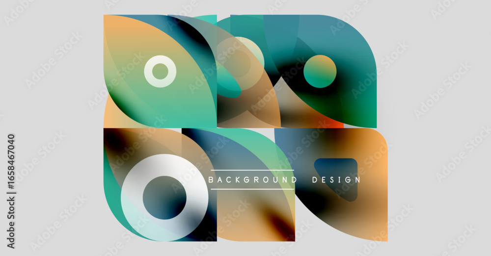 Poster abstract fluid shapes, vibrant colors blend. modern design elements create dynamic composition. back