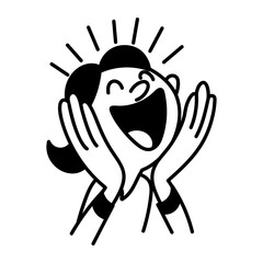 
A character with joyful expression, hand drawn icon 
