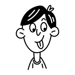 A character making a mocking face, doodle style icon 
