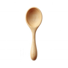 A beautiful wooden spoon isolated on a white background, showcasing its smooth texture and elegant design, perfect for cooking or serving delicious meals.