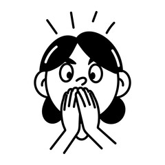 A hand drawn icon of an astounded character 

