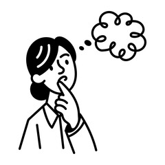 A hand drawn style icon of pondering character 
