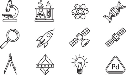 Science and research icon set