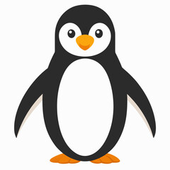Stylized black and white penguin flat color vector design