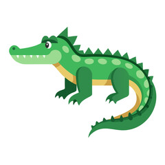 Fototapeta premium Flat color vector style crocodile illustration green