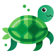 Minimalist green shell turtle vector design