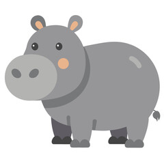 Charming flat color hippopotamus in a soft vector style