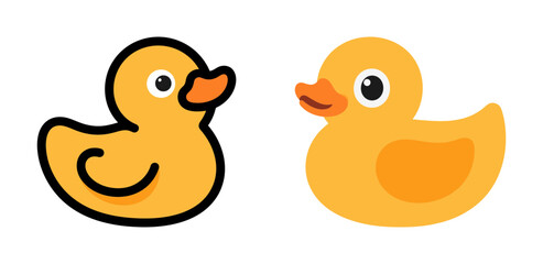 Two cute cartoon rubber ducks, a fun and playful illustration perfect for children, bath time, and whimsical themes.