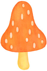 模様の入ったオレンジ色のキノコのイラスト