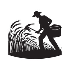 farmers harvesting crops vector silhouette clip art logo design illustration