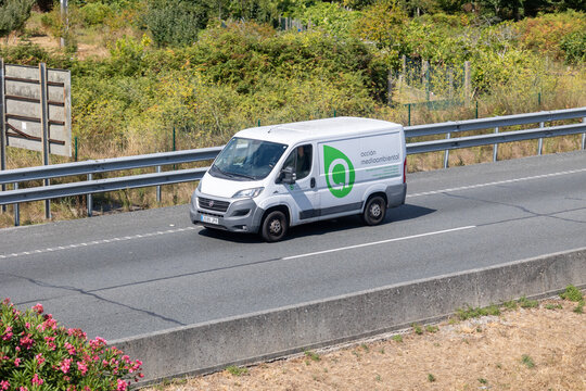 White fiat ducato van moving on highway for environmental action