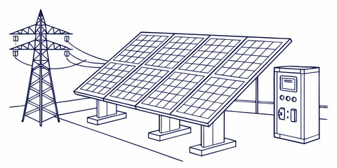 Illustration of solar panel system connected to the power grid © MST RAMIJA
