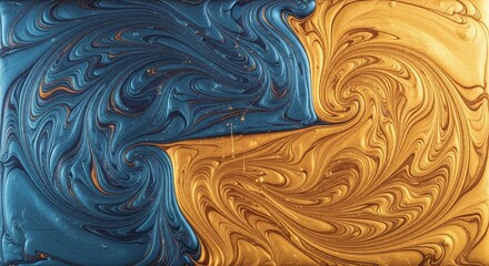 Swirling metallic gold and teal paint creates a luxurious, abstract pattern perfect for elegant designs.