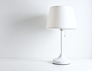 Minimalist white lamp on clean surface.
