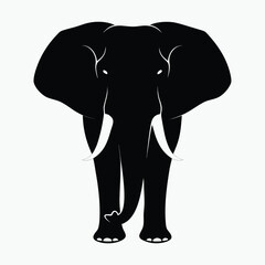 Obraz premium Elephant Silhouette Black Vector Minimalist Animal Outline Design