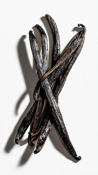 Vanilla ingredients isolated on white background