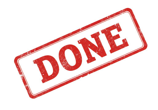 Red stamp with the word done isolated on transparent background