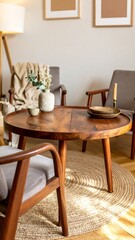 Modern living room with wooden furniture