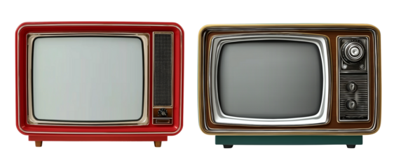 Vintage television set with a white screen on an isolated background. Retro television with a blank display for advertising or promotional content. Retro design element in a clip art style.