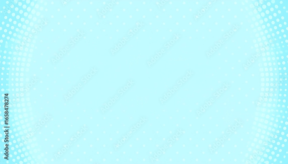 Poster light blue background with a halftone pattern.