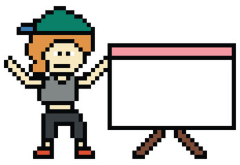 Cartoon pixel art character woman exercises training aerobic dance lifestyle music decoration life style 8 bit female girl lady dance blank board game 8bit fitness isolated PNG vector.