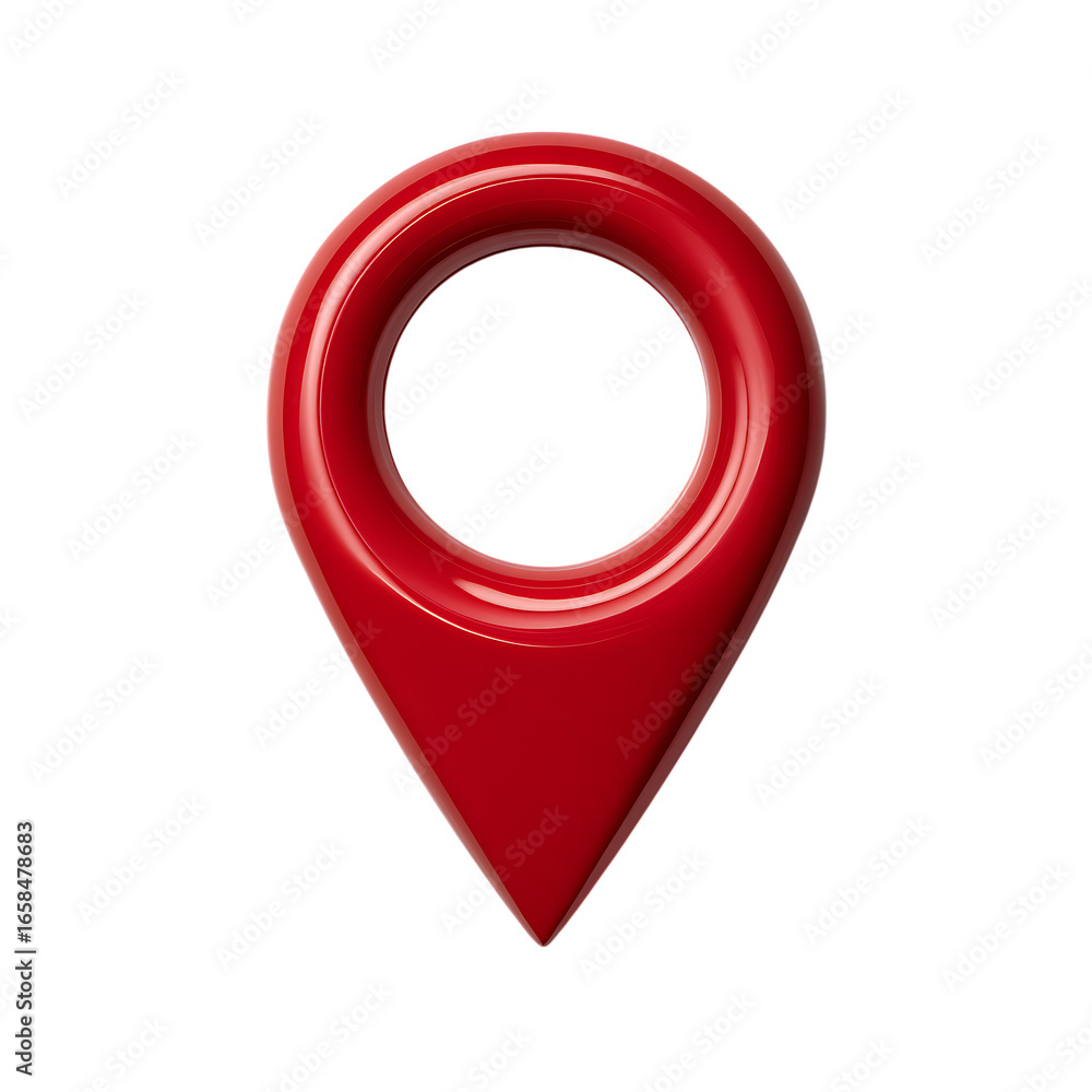 Fototapete glossy red location pin icon with a shiny metallic finish representing navigation and destination is