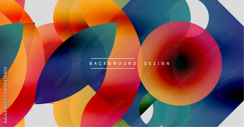 Poster abstract colorful circles overlap creating dynamic visual effect. modern design suitable for backgro