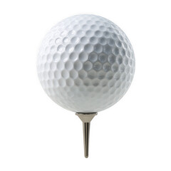 White golf ball on a golf tee isolated on transparent background