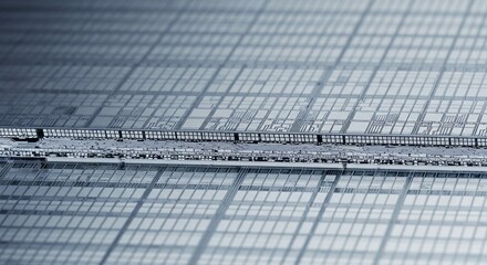 Intricate microchip design showcasing advanced technology and digital innovation on silicon wafer