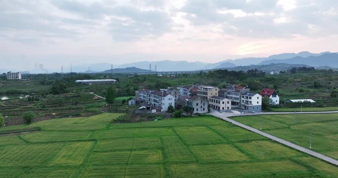 aerial view landscape of contryside in china