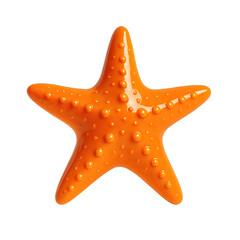 Vibrant Orange Starfish, isolated on a Transparent Background. Generative AI