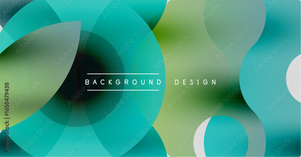 Aufkleber abstract circles overlap, creating vibrant teal, green gradients. modern design element for backgrou