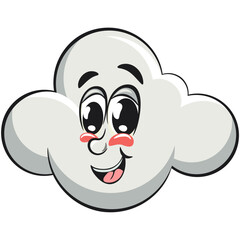 cute cloud cartoon mascot character vector illustration, work of hand drawn