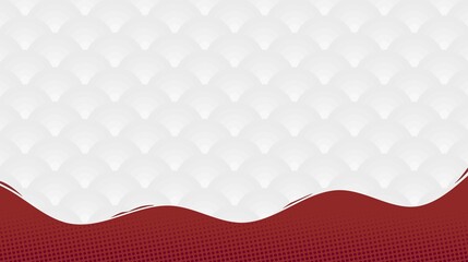 Elegant Professional Background with Wavy Border. Modern Minimalist Design in White and Red with Halftone Texture. Ideal for Business and Formal Presentations