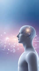 Human Silhouette Head with Transparent Digital Effect