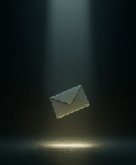 3D Futuristic Floating Glowing Envelope Symbolizing Digital Communication