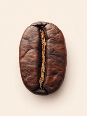 Closeup of a Roasted Coffee Bean Isolated on White Background