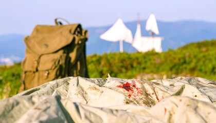 Hiking Gear with Blood Stain