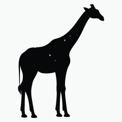 Giraffe Silhouette Black Vector Minimalist Animal Outline Design
