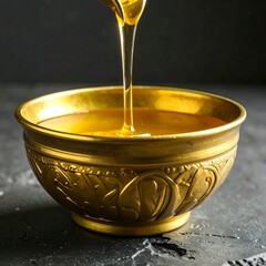 Honey being poured into a bowl