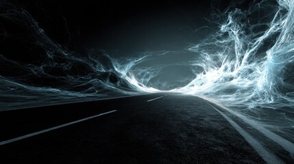Dark road tunnel, ethereal energy